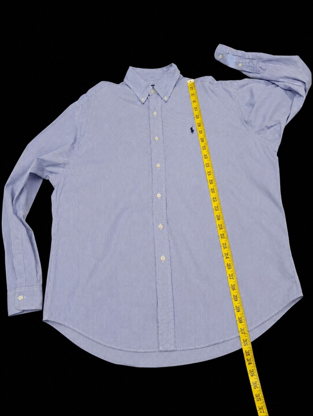 Ralph Lauren Blake Blue/White Striped Button-Down Cotton Shirt Men Size X-Large - Picture 13 of 16